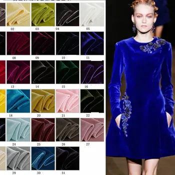 140 см Ширина коприна нежната тъкан за велюрового рокли 30 цвята