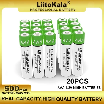 20 pces liitokala aaa 1.2 v 500mah bateria 