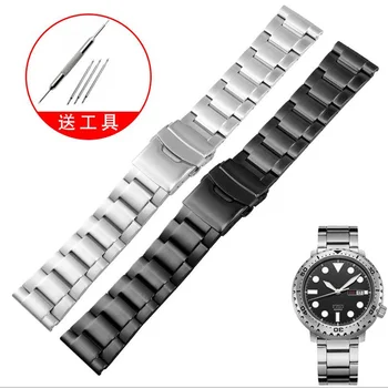 2022 Висококачествен каишка за часовник от неръждаема стомана 316L 22 mm, матово сребристо-черна гривна с твърди звена, подходящ за часовници Seiko PROSPEX