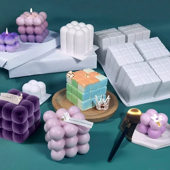 3D Кубическая свещ Силиконова форма за Ароматерапия, Гипсова Форма За направата на подаръци, Антипригарная Балон Свещ за Ароматерапия, Форма за шоколадова торта