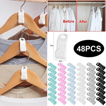 48 бр мини-закачалка за дрехи Съединителната куки Каскадно пластмасов шкаф за дрехи Разтегателен притежателя запазване на място за домашния кабинет DC05