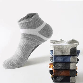 5 Двойки Мъжки Памучни Чорапи с Високо Качество, Ежедневни Летни Чорапи Дишащи За Спорт На Открито, Къси Мъжки Черни Чорапи С Ниско деколте