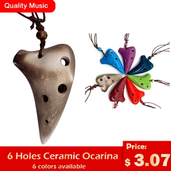 6 Дупки Керамични музикален инструмент, Ocarina Alto C Key с каишка на Музикална партитура за любовник музика и музикален подарък за начинаещи