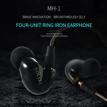 AOLIXI Четырехблочные Железни Слушалки с Хибридна технология, Устройство за слушалки, Бас Субуфер, жични слушалки 3,5 мм, Слушалки в ушите С Шумопотискане