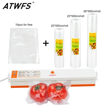 ATWFS Хранително-вкусовата Вакуум мерки и Теглилки Пакетираща Машина Теглилки Вакуум Контейнер 15 бр. Пакети и Вакуумни торби, на роли 20 + 25 + 28 см x 500 см