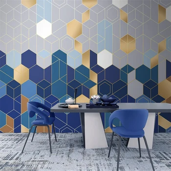 beibehang Customize papel de parede нов модерен минималистичен светлина луксозни геометрични линии лазурит син фон тапети