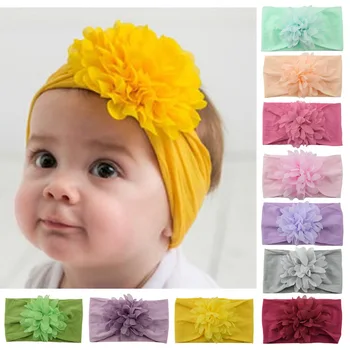 Аксесоари за коса за момиченца 0-7 години, найлонова шапка, за шифоновые цветя, за деца, мека лента за коса, чорапи, превръзка на главата.