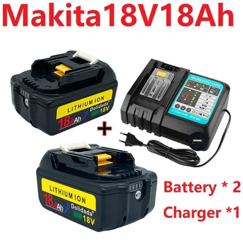 Акумулаторна литиево-йонна акумулаторна батерия 18V Makita 18Ah Универсален модел 18V електроинструмент, 2 бр. батерия + 1 бр. зарядно устройство DC18RC