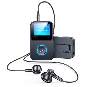 Безжичен Bluetooth-съвместими аудиоадаптер 5.0, стереомузыкальный предавател-приемник, 3.5 мм AUX с LCD дисплей за кола, слушалки