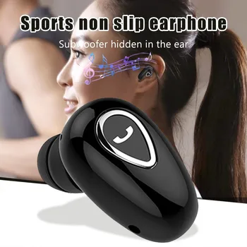 Безжична Bluetooth слушалка с едно ухо, мини-невидими бизнес ушите, на стерео слушалки с дълбоки бас, спортни слушалки хендсфри