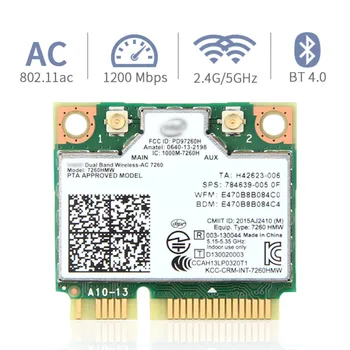 Двухдиапазонная Wifi карта Intel 7260 AC 7260HMW Mini PCI-E 2,4 G/5 Ghz Wlan Безжична Bluetooth 4,0 802.11 ac/a/b/ g/n