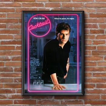 Коктейл - Том Круз класически Ретро постер на филма Печат върху платно, Украса за дома Стенни живопис (без рамка)