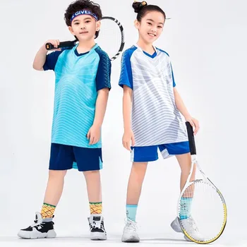 Комплект детски тенис костюм от 2 теми, Лятна тениска с къс ръкав, къси Панталони, спортни дрехи за момчета и момичета, спортни облекла за бадминтон и пинг-понг