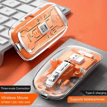 Компютърна мишка с трехрежимным за връзка, на четири точки на инч, безжична Bluetooth-съвместима мишка 5.0, аксесоари за преносими компютри