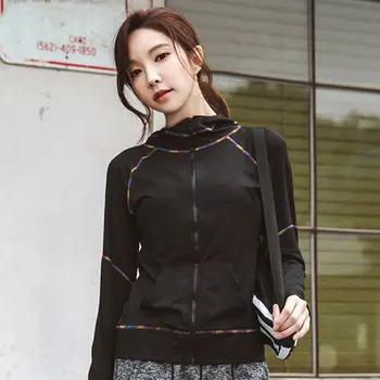 Корейската спортно яке, дамски свободна Ежедневни бързосъхнеща облекло За джогинг, Дрехи за фитнес, есенни блузи за практикуване на йога