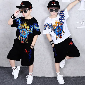 Летни детски дрехи в новата версия на корейския за момчета, комплекти от две части, детско мультяшное движение в стил хип-хоп, размер на 110 120 130 140