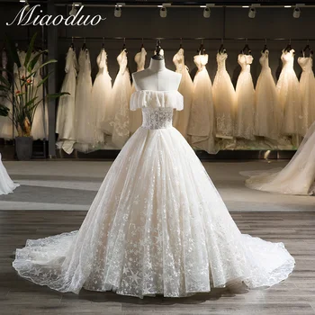 Луксозна сватбена рокля Miaoduo, дантелено бална рокля със звездите, шаферски рокли 2022, женски сватбени рокли с бретельками и корсет, реални снимки