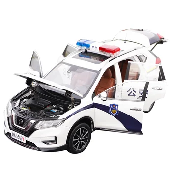 Модел на колата от сплав 1/18, изработени по метода на леене под налягане, полицейска кола Nissan X-TRAIL 2018, висококачествена колекция от детски играчки и подаръци, семеен дисплей