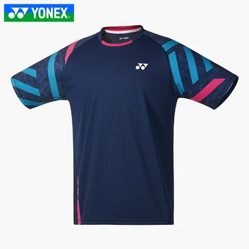 Нови мъжки тениски за бадминтон Yonex, приятна дишаща бързосъхнеща спортна тениска за фитнес в стил Лин Дан с къс ръкав 110050BCR