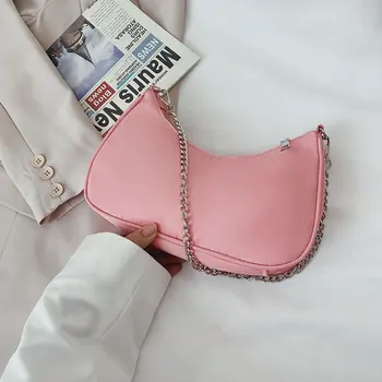 Обикновен Чантата си на Рамо, Женствена Чанта под Мишниците, Дамски Модни Клатчи С горната дръжка, Черна Бежовата Бяла Розова Чанта за Носене