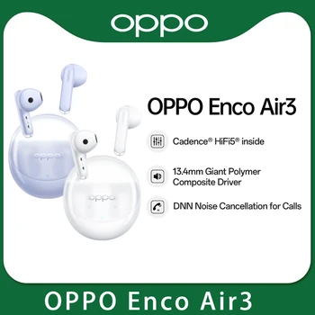 Оригиналната автентичната безжична Bluetooth слушалка OPPO Enco Air 3 True полу-втулки за провеждане на разговори и в режим на дълги периоди на изчакване за намаляване на шума, детска музика