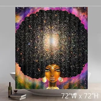 Персонализирани Афроцентричный Стил Liberty Art Afros се Превърна В Водоустойчива Завеса За Душ под формата на Цветя Галактики