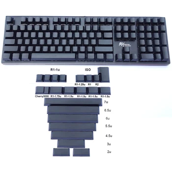 Празни шапки за комбинации от PBT, череша профил, черен, Бял, сив, Пикап ANSI, ISO, за MX превключватели на механична клавиатура