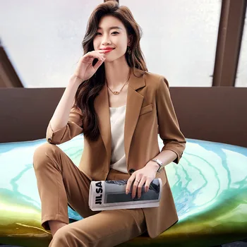 Пролет 2023, нов корейски модерен елегантен малък костюм с къс ръкав, дамски дрехи бизнес, женски костюм, OL