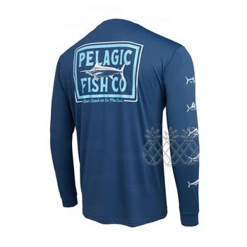 Риза за пелагической риболов, мъжка лятна риза с дълъг ръкав UPF50, Бързосъхнеща дишаща облекло за риболов с качулка, ризи за риболов с защита от uv, Върхове