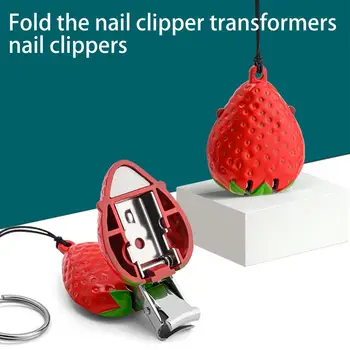 Сгъваема креативна форма на остра машина за рязане на ноктите, ключодържател с плодове и ягоди от неръждаема стомана, режещи инструменти за нокти, Аксесоари за маникюр