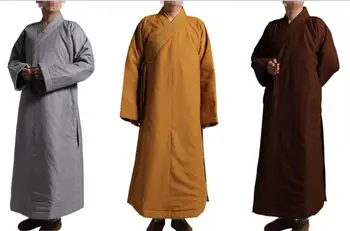 Унисекс, 3 цвята, зимата на топло хлопчатобумажный халат, халат за баня от будистки монаси, дрехи за медитация, униформи за миряни, облекло, жълто/кафяво/сиво