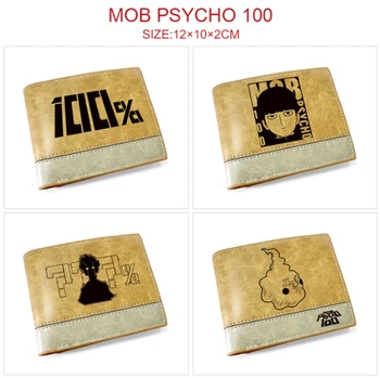 Чантата с релефно лого аниме Mob Psycho 100 за момчета и момичета, кесия за пари в брой карти, нов кратък чантата с двойна складкой