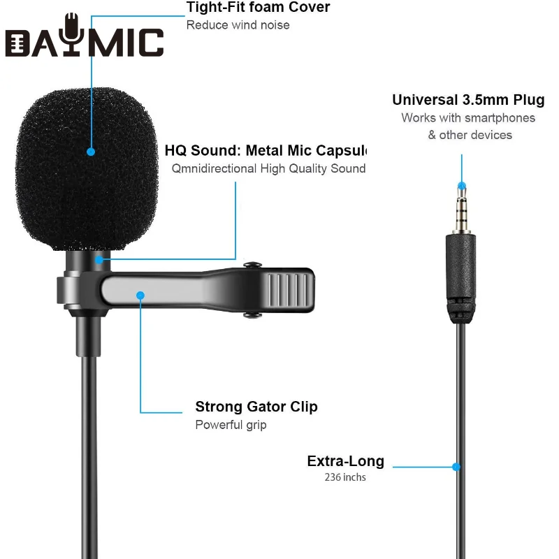 Кондензаторен микрофон с две Петличными микрофони, Закрепляемый на Ревера, За Apple iPhone, Android, PC, Публикации, Интервюта, видео Конферентна връзка
