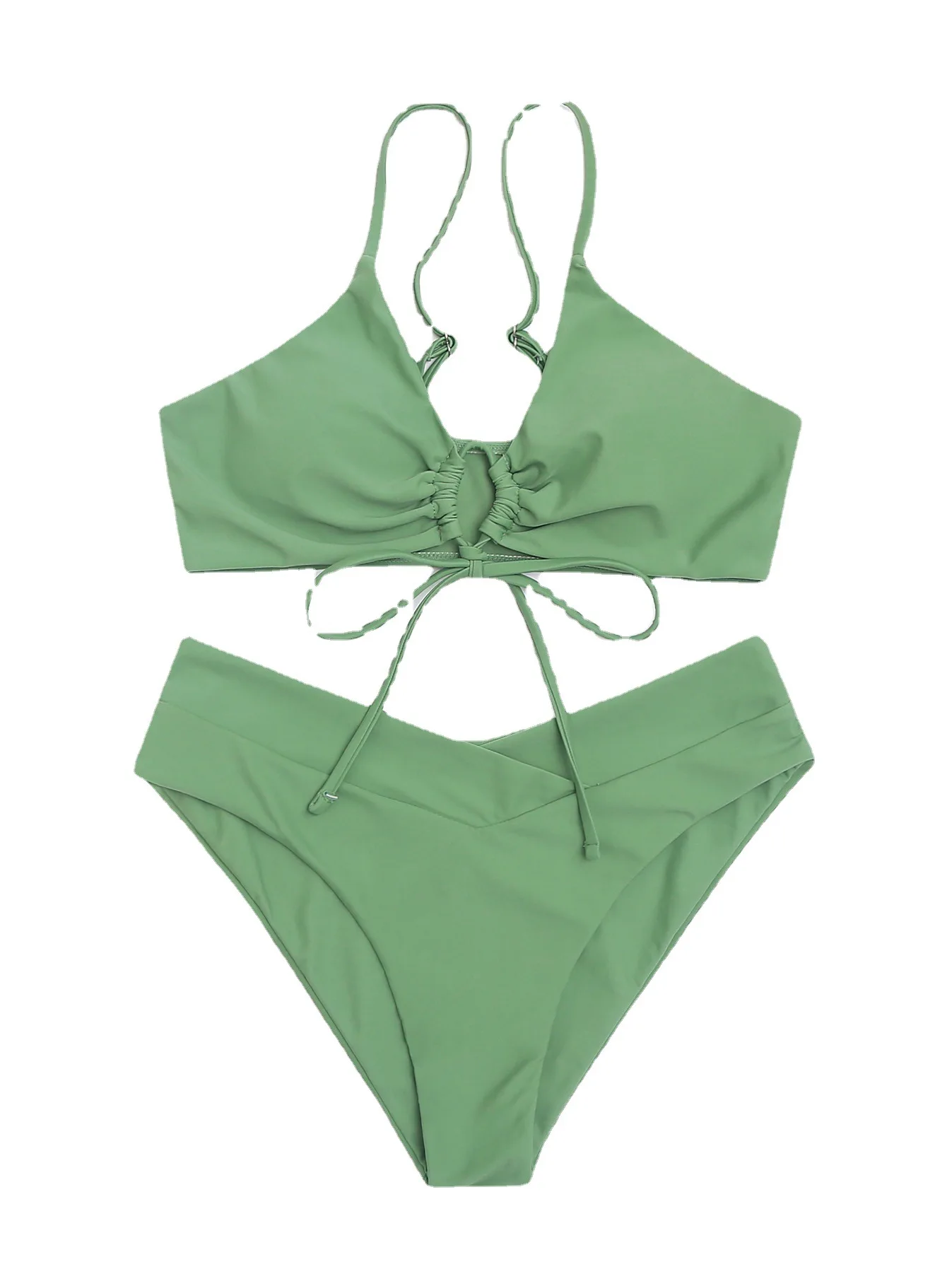 2023 Нов летен комплект бикини, женски бански костюм от две части, монофонични секси бански дантела, бански, плажно облекло