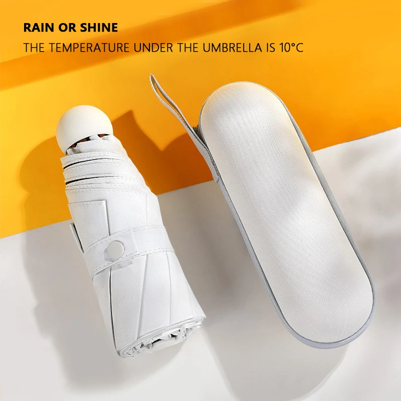 Капсули Слънчев чадър и дъждовно с двойна употреба, Водоустойчив, за защита от слънце, за пътуване на открито, преносим мини-чадър
