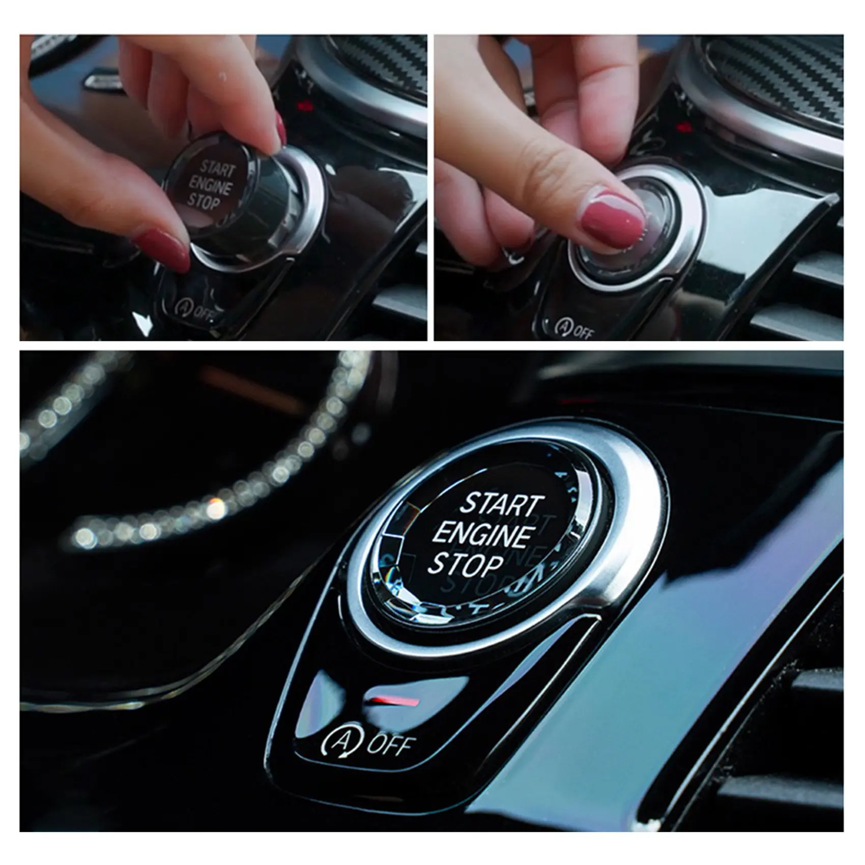 Капак на Превключвателя на Салон на Автомобил С Кристали, Бутон за Стартиране и Изключване на Двигателя с Един Бутон, Стикер-Хастар за BMW-3/5 Series E70 E90 E60