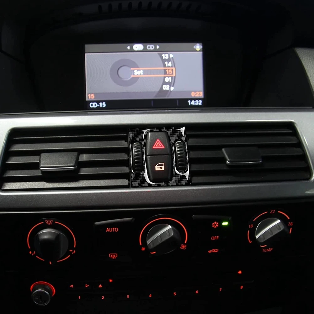 Стикер за отдушник на климатик ac адаптер на централната конзола на колата е от въглеродни влакна за BMW 5 серия E60 2004-2010 аксесоари