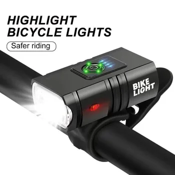 1бр Осветление на алеи светлини на Нощния велосипедна фаровете USB Акумулаторна велосипеден фенерче T6 LED IPX5 Водоустойчив прожектор за езда