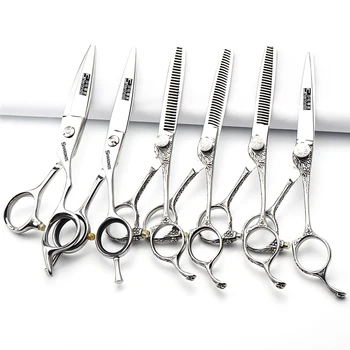 6-инчов тънки плоски ножици Фризьорски салон, собствен Дизайн на Дрехи, комплект ножици, професионални фризьорски Ножици ASHADOW