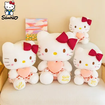 Sanrio Hello Kitty Плюшени кукли Kawai 23 см Hello Kitty Плюшен играчка Меки плюшени животни Карикатура Аниме възглавница подарък за рожден Ден на дете