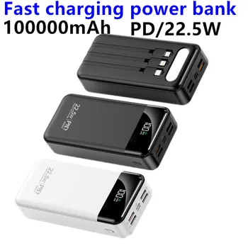 банка хранене 100000 ма с бързо зареждане 22,5 W pd powerbank преносимо зарядно poverbank за iphone 13pro huawei, xiaomi