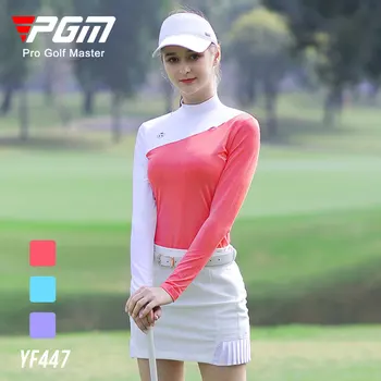 Женска Тениска за голф PGM, есенно-зимна топла спортна риза с дълги ръкави, влагоотводящий трико с шал яка подпора YF447