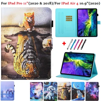 Калъф За iPad Pro 11 2020 Case 2018 Тигър Wolf Animal Tablet Funda за iPad Air 4 Case Калъф от Изкуствена кожа за iPad Air 2020 10,9