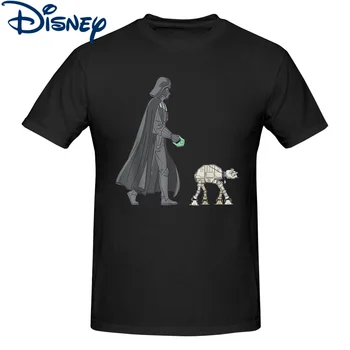 Мъжка тениска Disney Star Забавни Тениски От Чист Памук с Къс ръкав Darth Vader AT-AT Уокър, Тениска с Кръгло деколте, Идея за Подарък