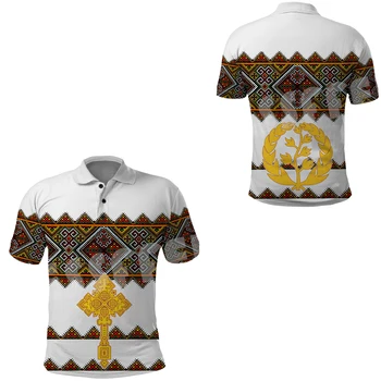 Потребителско име Еритрея, Африка, Флаг на страната, племе, ретро Татуировка, 3D отпечатък, летни ежедневни забавни polo ризи с къси ръкави, градинска облекло AX3
