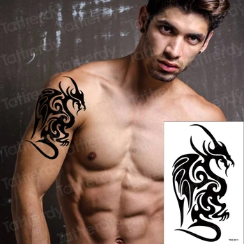 татуировка водоустойчив черен дракон Тотем татуировка Стикер на Ръка боди Арт Татуировка Стикер стръмни временни татуировки мъжете Орел лотос татуировка дизайн