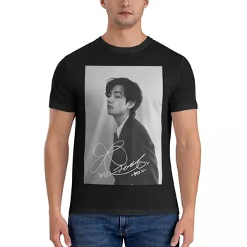 Тениска с надпис Taehyung (V) GQ Mag Active, мъжки памучен тениска, эстетичная облекло
