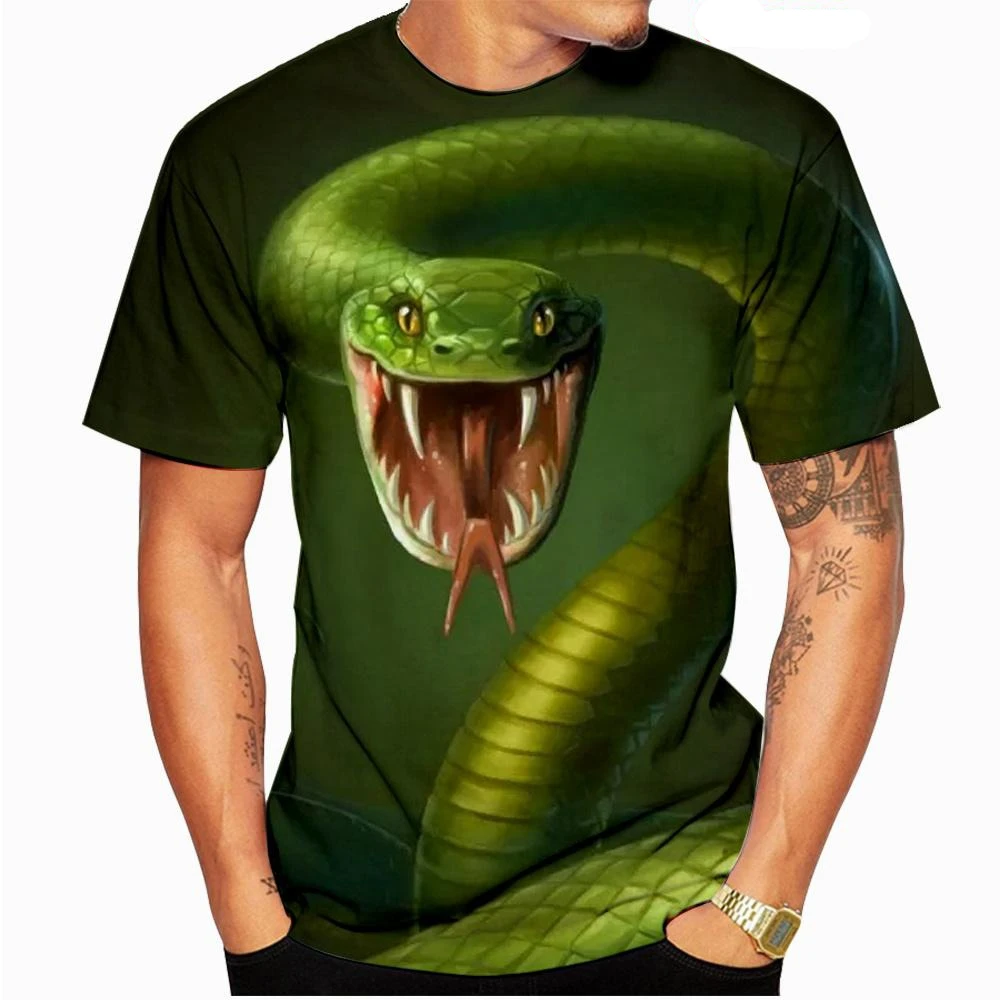 2023 Нови модни тениски с 3D принтом Змии, ежедневни мъжки/женски забавни готини тениски в стил хип-хоп, тениски