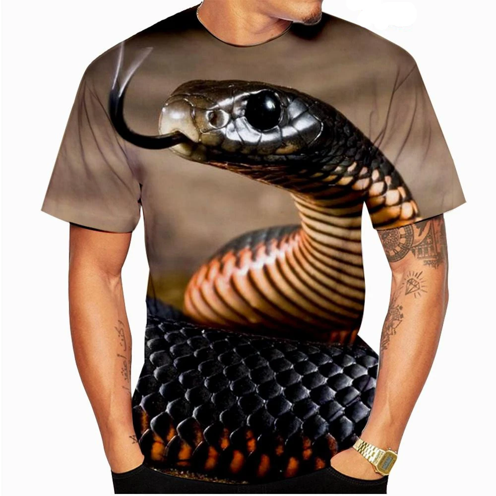 2023 Нови модни тениски с 3D принтом Змии, ежедневни мъжки/женски забавни готини тениски в стил хип-хоп, тениски